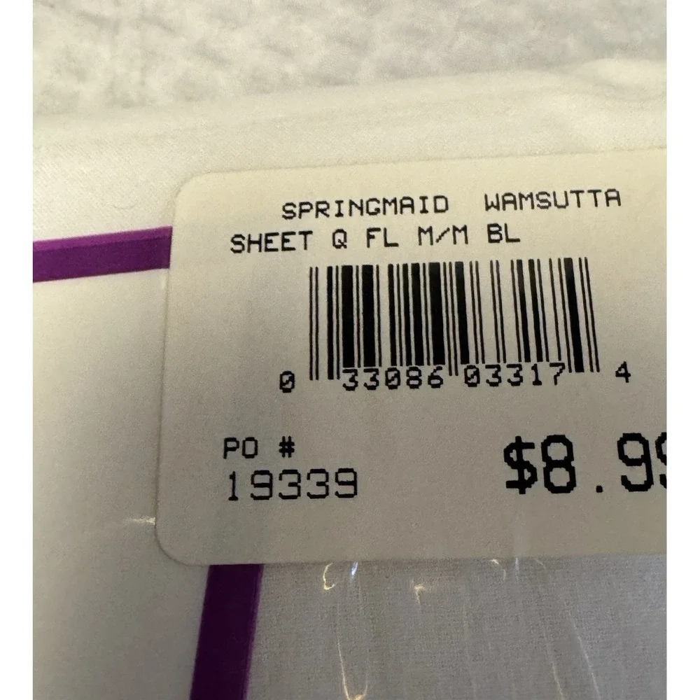 NEW VTG Durable 1 Seconds Queen White Flat Sheet White Eyelet Embroidery